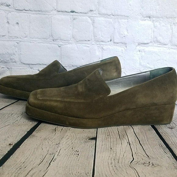 Bruno Magli Italian Green Suede Loafers Sz 7 AA - Picture 7 of 8